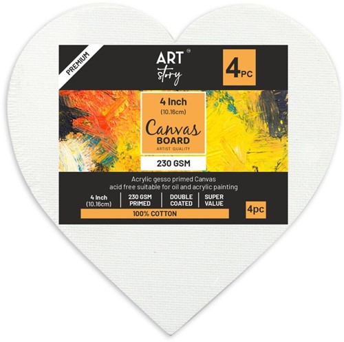 Little Birdie Canvas Paneel Hart 10 cm 4 stuks