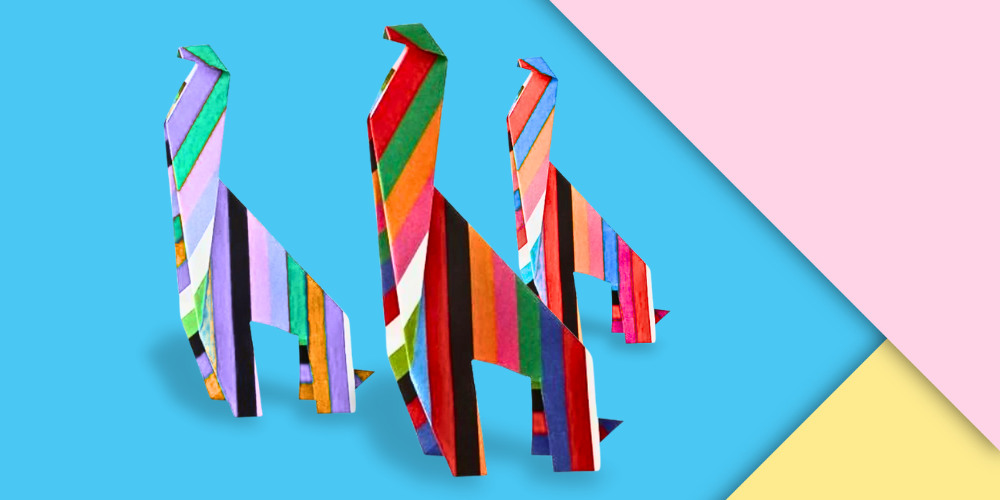 Een giraf gevouwen van origami papier