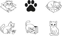 Aladine Ronde Houten Stempels Katten 6 stuks-3