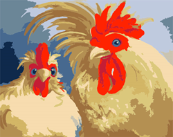 Wizardi Painting by Numbers Rooster with Chicken 40x50 cm