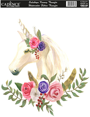 Cadence Textiel Transfer Aquarel KTSB-001 25x35 cm Eenhoorn