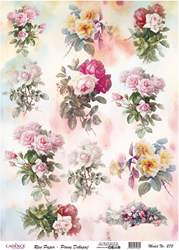 Cadence Rice Decoupage-Papier 273 30 x 42 cm Rosen Aquarell