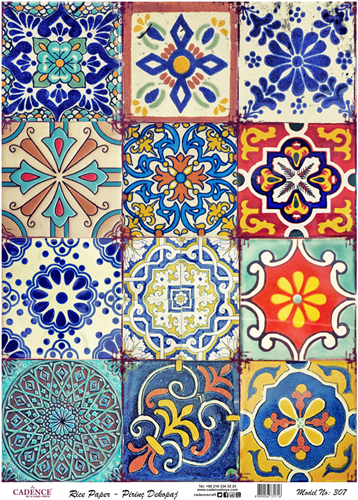 Cadence Rijst Decoupagepapier 307 30x42 cm Mozaiek