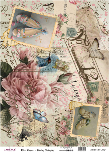 Cadence Rijst Decoupagepapier 343 30x42 cm Postzegels Vintage