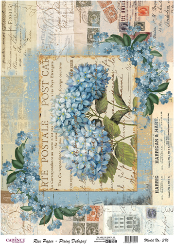 Cadence Rice Decoupage-Papier 396 30 x 42 cm Hortensie