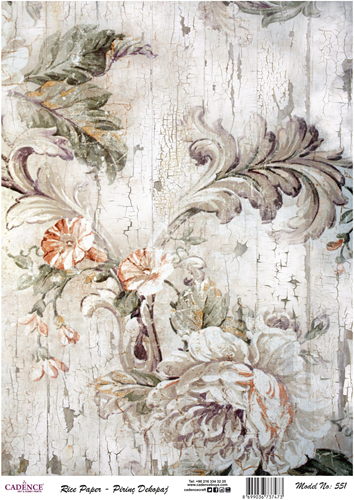Cadence Rijst Decoupagepapier 551 30x42 cm Crackle Grijs