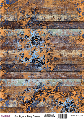 Cadence Rijst Decoupagepapier 552 30x42 cm Blauw Hout