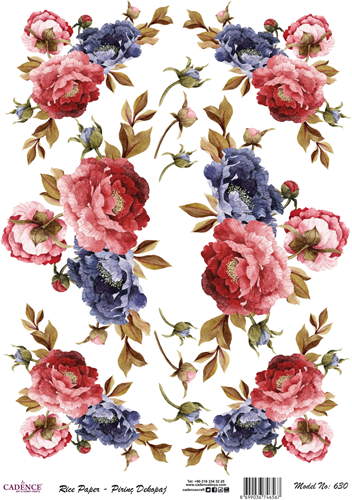 Cadence Rijst Decoupagepapier 630 30x42 cm Pioenrozen