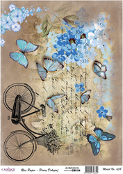 Cadence Rice Decoupage-Papier 638 30 x 42 cm Schmetterlinge Fahrrad