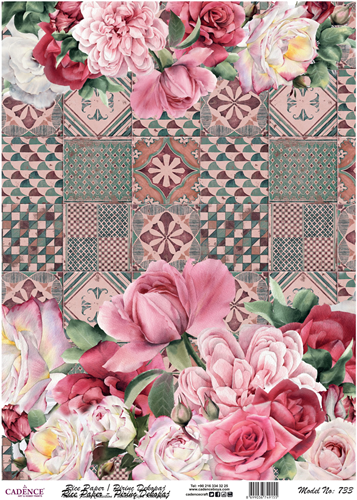 Cadence Rijst Decoupagepapier 733 30x42 cm Roze Mozaiek