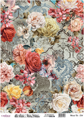 Cadence Rice Decoupage Paper 734 30x42 cm Flowers
