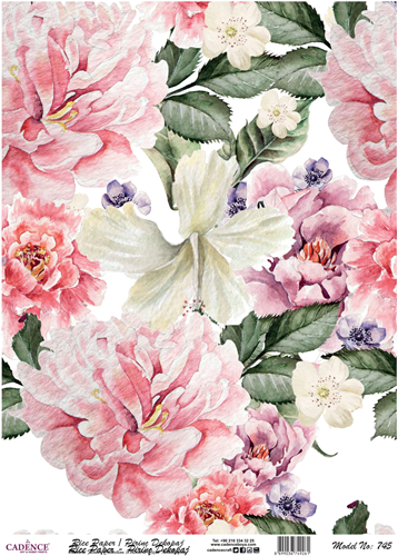 Cadence Rijst Decoupagepapier 745 30x42 cm Aquarel Boeket