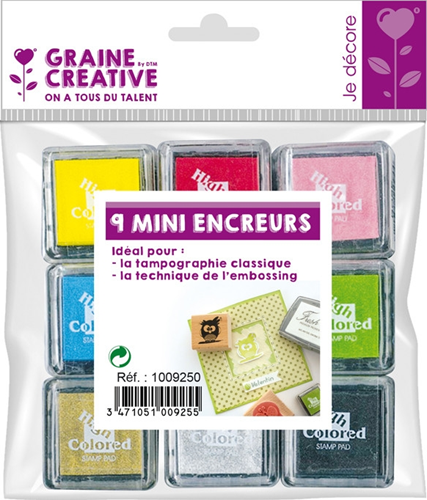 GC Inktkussens Set 3x3 cm 9 stuks