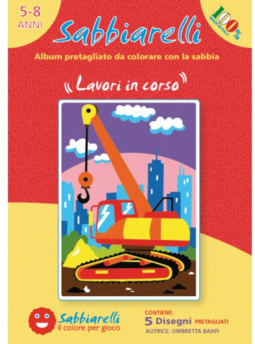 Sabbiarelli Sand Painting Album Construction Vehicles 15x20 cm 5 pieces