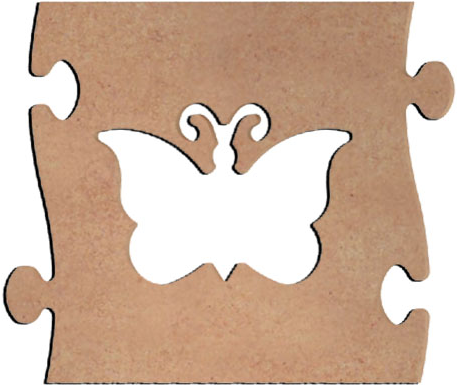 MDF Figuur Vlinder Puzzelstuk 15 cm