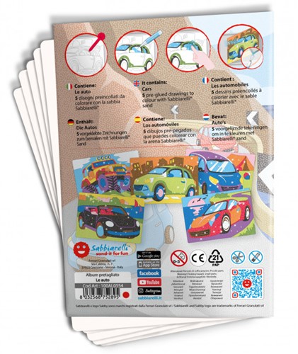 Sabbiarelli  Zandschilderen Album Auto's 15x20 cm 5 stuks-2