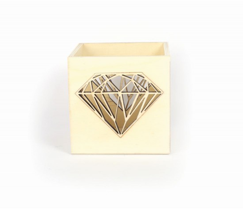GC Teelichthalter aus Holz Diamant 10x10x10 cm