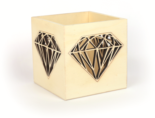 GC Teelichthalter aus Holz Diamant 10x10x10 cm-3