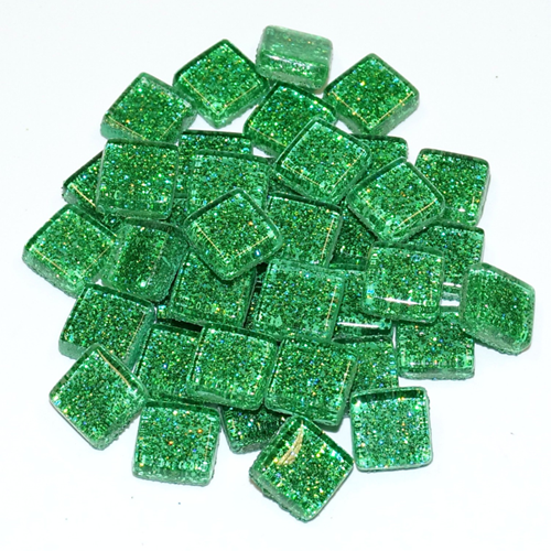 Soft Glas Vierkant Glitter Groen 100 gr