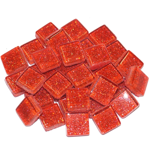 Soft Glas Vierkant Glitter Rood 100 gr