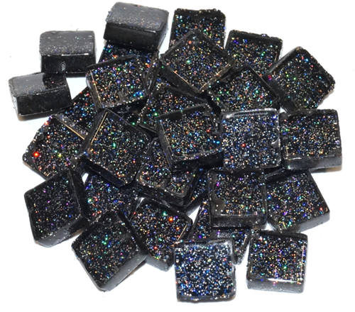 Soft Glas Vierkant Glitter Zwart 100 gr