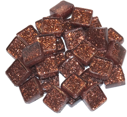 Soft Glas Vierkant Glitter Bruin 100 gr