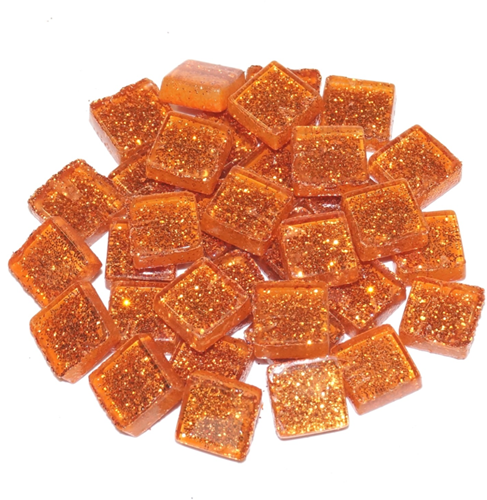 Soft Glas Vierkant Glitter Oranje 100 gr