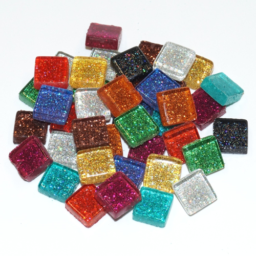 Soft Glas Vierkant Glitter Mix Bont 100 gr