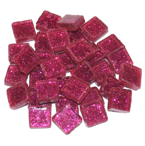 Soft Glas Vierkant Glitter Roze 100 gr