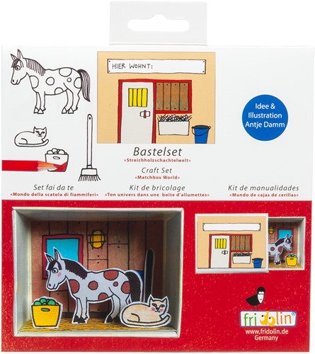 Fridolin Luciferdoosje Knutselset 6,6x2,8x5,2 cm Paardenstal