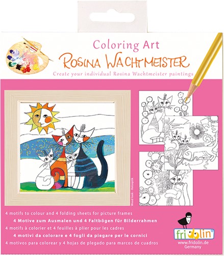 Fridolin Coloring Art Kit 4 Kleurplaten met Lijst 15x15 cm Rosina Wachtmeister