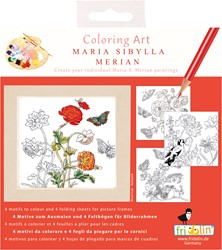 Fridolin Coloring Art Kit 4 Coloring Pages with Frame 15x15 cm Maria Sibylla Merian
