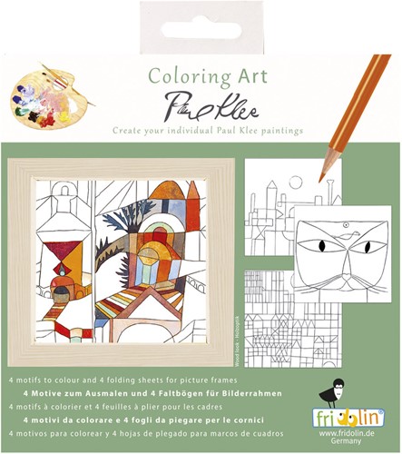 Fridolin Coloring Art Kit 4 Kleurplaten met Lijst 15x15 cm Paul klee