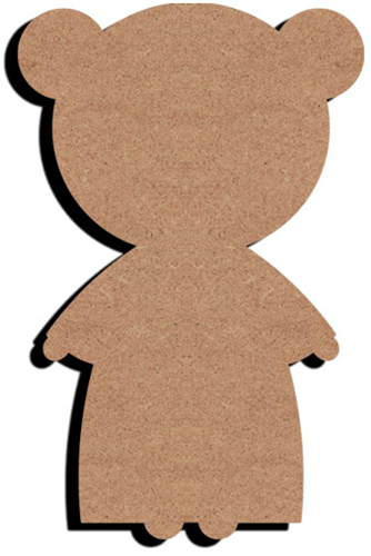 MDF Figuur Kokeshi 2 Knotjes 15 cm
