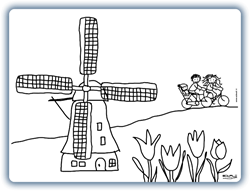 Edwali Windmühle im Tulpenfeld