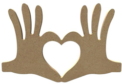 MDF Figuur Hart in Handen 15 cm