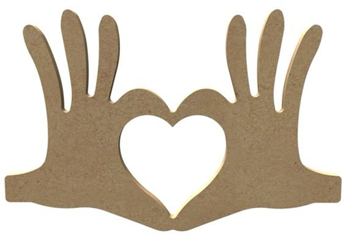 MDF Figuur Hart in Handen 15 cm