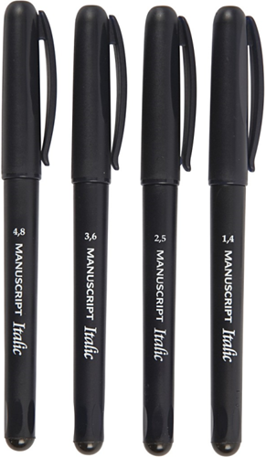 Manuscript Calligraphy Markers Black 4 pieces