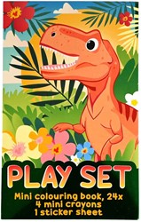 Wins Malset: Malbuch, Buntstifte und Stickerbogen – Dino