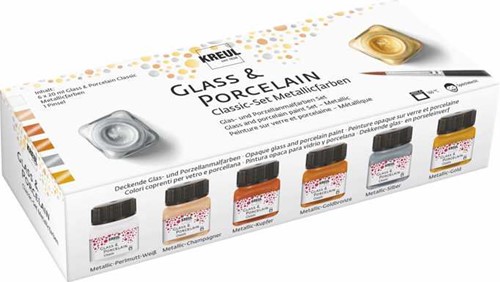 Kreul Glass and Porcelain Paint Set 6x20 ml Classic Metallic
