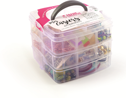3 INDIVIDUAL TRAYS + 1 TOP LID / 3 LEVELS STACAKBLE STORAGE HOLDER IN PLASTIC 