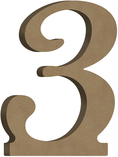 Gomille MDF Cijfer 3 7x10 cm