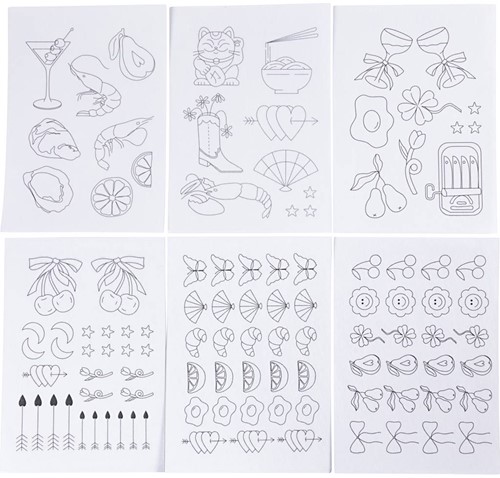 CC Wateroplosbare Borduurvellen Decoratieve Dessins A5 6 vel-3