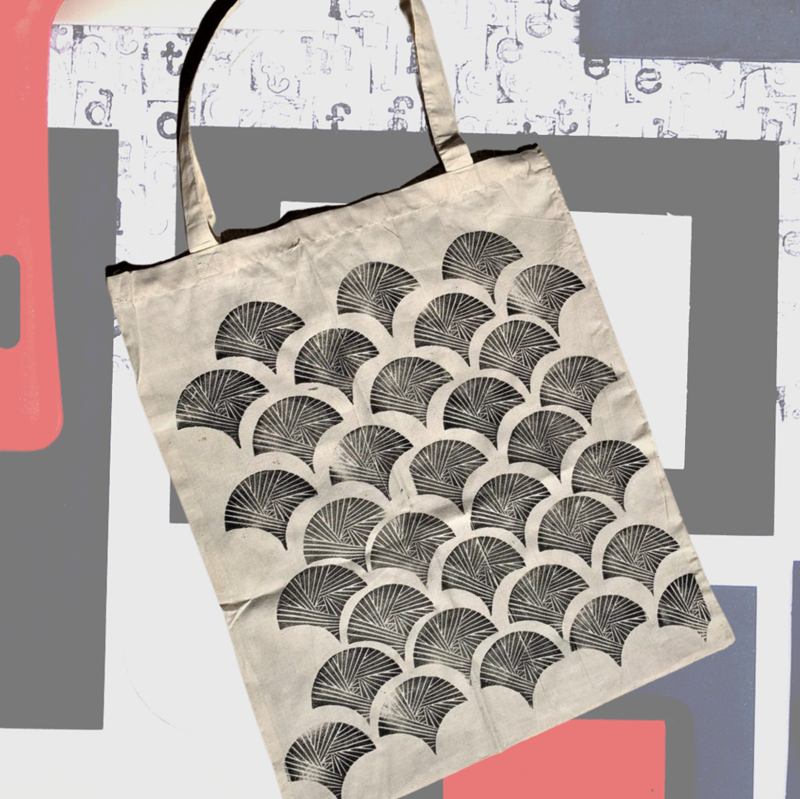 Tas met Geometrische Linodruk