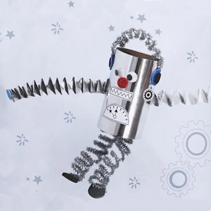 Robot maken van gerecyclede materialen met een creatief knutselsetje