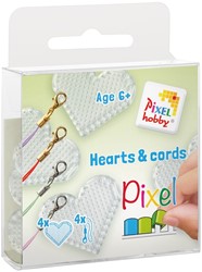 Pixelhobby Hartvormige Basisplaten & Color Cords - 4 stuks - Transparant