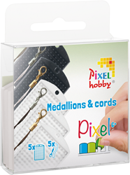 Pixelhobby Medaillons & Farbkordeln - 5 Stck - Schwarz Wei