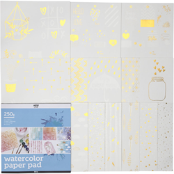 CC Watercolor Paper Pad with Printed Designs, white, size 30,5x30,5 cm, 12 sheet/ 1 pc