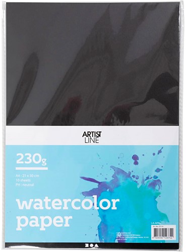 Artistline Aquarelpapier A4 300gr 10 vel Zwart