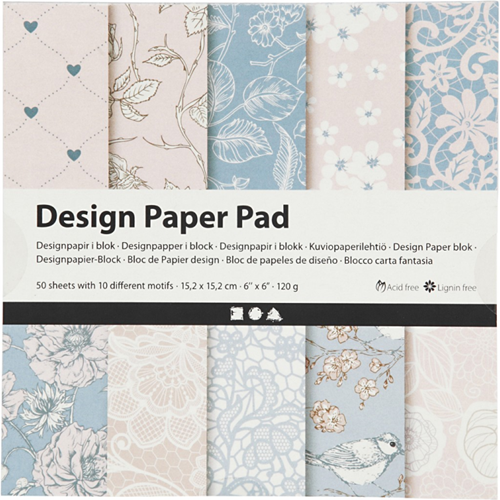 CC Design Paper Pad, rose, 120 g, 50 sheet/ 1 pack
